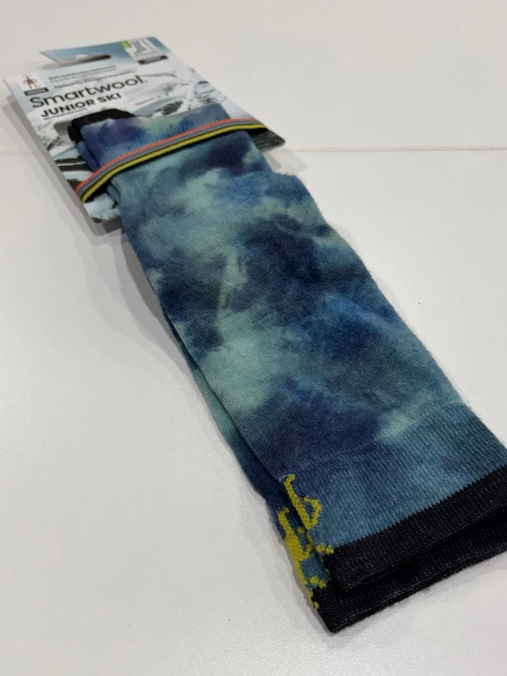 SmartWool Boys Girls Kids Medium Tie Dye Print Zero Cushion Ski Socks Blue NWT